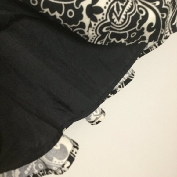 Ann Taylor Black & Cream Paisley Silk A-Line Skirt - Picture 5 of 9